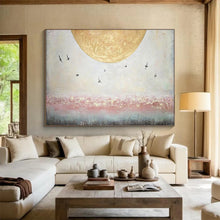 Load image into Gallery viewer, Hand - painted Large - scale Moon and Birds Scene Acrylic Art for Calming Bedrooms LargeART1773