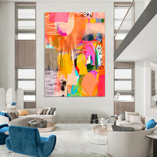 Load image into Gallery viewer, Vibrant Abstract Collage Painting, Ideal for Modern Art Studio & Trendy Boutique LargeART1841