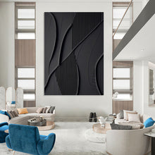 Load image into Gallery viewer, “Black Abstract Relief” - Modern Textured Art on Canvas DKH1465