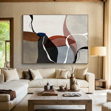 Load image into Gallery viewer, Curved - Shape Abstract Painting On Canvas with Muted Tones DKH358