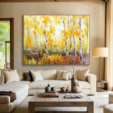Load image into Gallery viewer, “Golden Autumn Forest” - Landscape Abstract Acrylic Art, Great for Living Room and Fireplace Area DLZ212