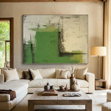 Load image into Gallery viewer, Oversized Green - Gray Abstract Composition Art for Nature - Inspired Living Room & Creative Studio LargeART0531