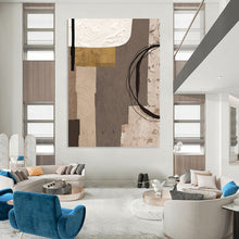 Load image into Gallery viewer, “Neutral Tones with Gold Accents Collage” - Modern Abstract Art on Canvas DKH1516