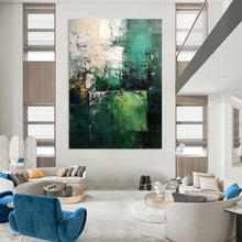 Load image into Gallery viewer, “Green and Black Abstract Composition” - Expressionistic Abstract Acrylic, Great for Industrial - Style Loft and Art Studio DTP005