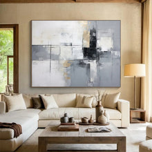 Load image into Gallery viewer, Grey & Gold Abstract - Elegant Living Room Art LargeART1574