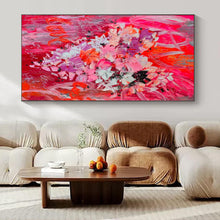 Load image into Gallery viewer, Pink Floral with “Love” Abstract Canvas Painting, Great for Romantic Bedroom & Cozy Café LargeART1197