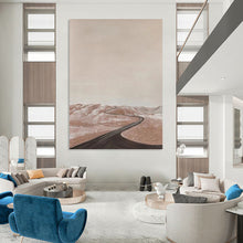 Load image into Gallery viewer, “Desert Road Serenity” - Beige, Brown Landscape Abstract Art on Canvas DKH1123
