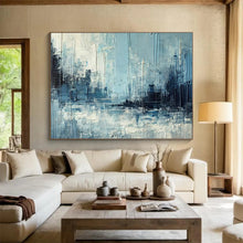 Load image into Gallery viewer, Blue - Gray Urban Abstract Painting On Canvas DKH367