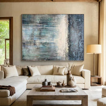 Load image into Gallery viewer, Oversized Dripping Gray - Blue Abstract Art for Bedroom & Wellness Center LargeART0467