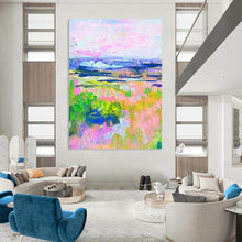 Load image into Gallery viewer, “Pastel Landscape Dreams” Abstract Impressionist - Inspired Painting on Canvas, Cheerful Scenic Art DKH934