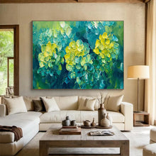 Load image into Gallery viewer, Green - Yellow “Lush Hydrangea Bloom” Painting on Canvas, Nature - Inspired Decor DKH799
