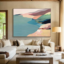 Load image into Gallery viewer, Pastel Coastal Abstract Painting on Canvas - “Soft Shores” DKH741