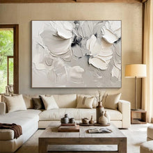 Load image into Gallery viewer, Oversized Textured White Floral Art for Elegant Bedroom & Chic Boutique LargeART0517