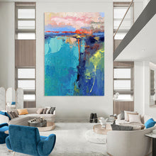 Load image into Gallery viewer, “Colorful Coastal Abstract” Abstract Painting on Canvas, Beach House Dining Decor DKH1030