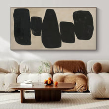 Load image into Gallery viewer, Stacked Black Shapes Abstract Art for Industrial - chic Loft & Contemporary Art Gallery LargeART0936