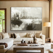 Load image into Gallery viewer, Hand - painted Monochrome Abstract Landscape Acrylic Art for Industrial - Chic Loft Decor LargeART1672