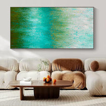 Load image into Gallery viewer, Turquoise and Green Textured Field Abstract Canvas Painting, Perfect for Bohemian Bedroom & Nature - Inspired Café LargeART1235