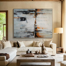 Load image into Gallery viewer, Large - Scale Orange & Gray Abstract Acrylic Painting for Living Room & Office Decor LargeART0384