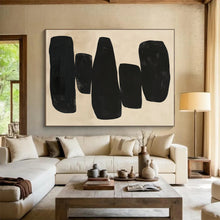 Load image into Gallery viewer, Massive Stacked Black Shapes Abstract Acrylic for Contemporary Hallway LargeART0276