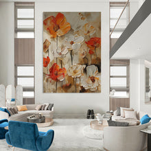 Load image into Gallery viewer, “Bold Floral Impasto” - Orange, White, and Brown Flower Art on Canvas DKH1399