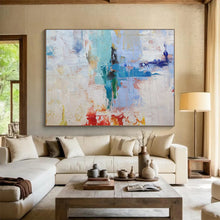 Load image into Gallery viewer, Hand - painted Colorful Abstract Layers Acrylic Art for Vibrant Office Break Rooms LargeART1737