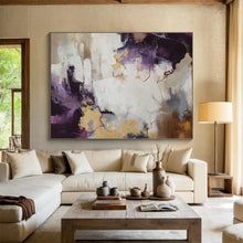 Load image into Gallery viewer, Purple Dreams Abstract Painting with Gold Highlights DKH508
