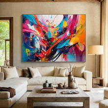 Load image into Gallery viewer, Dynamic Color Splash Abstract Painting on Canvas - “Color Explosion” DKH690