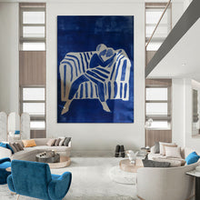 Load image into Gallery viewer, Blue - White Abstract Love Scene Painting, Ideal for Romantic Bedroom & Intimate Lounge LargeART2036