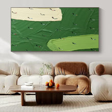 Load image into Gallery viewer, Miniature Figures on Green Abstract Painting, Ideal for Whimsical Playroom & Art - Forward Break Room LargeART1353
