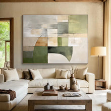 Load image into Gallery viewer, Large - Scale Green - Gray Geometric Abstract Acrylic Art for Modern Living Room & Office Lounge LargeART0394