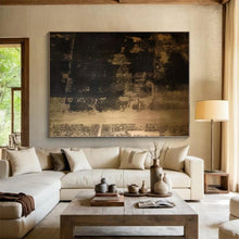 Load image into Gallery viewer, Oversized Dark Textured Abstract Art for Dramatic Living Room & Sophisticated Lounge LargeART0529