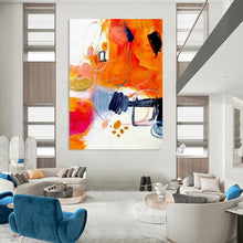 Load image into Gallery viewer, “Vibrant Abstract Chaos” – Colorful Mixed - Media Painting with Orange Dominance DTP272