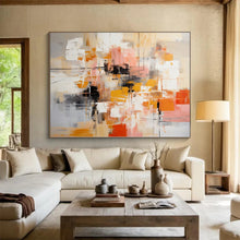 Load image into Gallery viewer, Oversized Hand - painted Warm - Toned Abstract Cityscape Acrylic Art for Urban - Chic Dining Areas LargeART0225