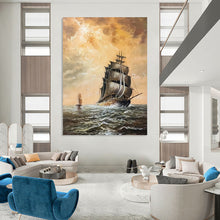 Load image into Gallery viewer, “Sailing Ship at Sea” - Romantic Seascape Art on Canvas DKH1649