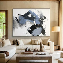 Load image into Gallery viewer, Custom Large - Scale Blue - Black Dynamic Strokes Art - Perfect for Modern Office & Creative Studio LargeART0795