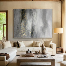 Load image into Gallery viewer, Oversized Gray - Gold Abstract Landscape Acrylic for Luxury Bedroom & Sophisticated Office LargeART0345