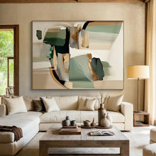 Load image into Gallery viewer, Large - Scale Green and Gold Abstract Collage - Ideal for Luxury Home Office & Art - Deco Living Room LargeART0764