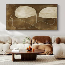 Load image into Gallery viewer, Brown and White Geometric Abstract Art for Mid - century Modern Living Room & Sophisticated Office Lounge LargeART0941