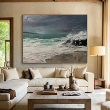 Load image into Gallery viewer, Stormy Sea with Crashing Waves Abstract acrylic painting DLZ043