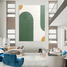 Load image into Gallery viewer, “Green Arches with Golden Accents” - Green, Gold Abstract Art on Canvas DKH1170