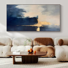 Load image into Gallery viewer, Navy & Gold Abstract Canvas Painting 3, Great for Chic Hotel Lobby & Upscale Home Bar LargeART1311