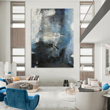 Load image into Gallery viewer, Abstract Painting, Monochromatic Blue - Gray Fusion - Suits Dining Room & Hallway LargeART2335