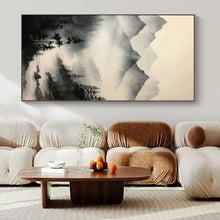 Load image into Gallery viewer, Misty Mountain Landscape Abstract Canvas Painting, Ideal for Zen - Inspired Study & Nature - Themed Living Room LargeART1212