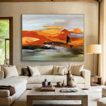 Load image into Gallery viewer, Orange and Gray Dynamic Strokes Acrylic Art - Suited for Industrial - chic Lounge & Creative Studio LargeART0615