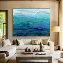 Load image into Gallery viewer, Blue - Toned Abstract Sea Painting On Canvas DKH392