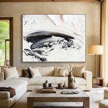 Load image into Gallery viewer, Black - White Textured Strokes Art - Perfect for Industrial - Chic Loft & Zen Meditation Room LargeART0701