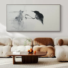 Load image into Gallery viewer, Ink - wash Bird Abstract Art for Traditional - inspired Study & Tranquil Tea House LargeART0933