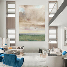 Load image into Gallery viewer, Green & Brown Abstract Field Art, Perfect for Rustic Bedroom & Calm Office LargeART2116