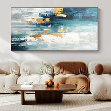 Load image into Gallery viewer, Teal and Gold Abstract Drip Acrylic Art, Great for Spa & Creative Studio LargeART1039