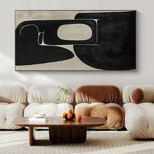 Load image into Gallery viewer, Intricate Black and White Shapes Abstract Canvas Painting, Great for Modern Studio & Art - Inspired Entryway LargeART1107